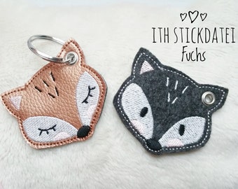 ITH embroidery file fox keychain 10x10 (4x4")
