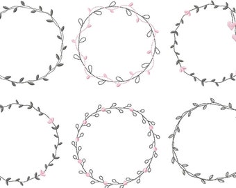 Embroidery file doodle wreaths 10x10