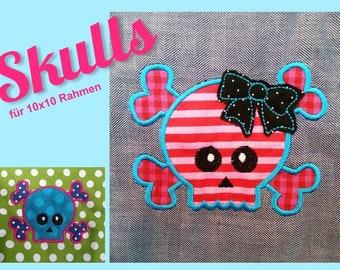 Skulls Stickdatei für 10x10 Rahmen