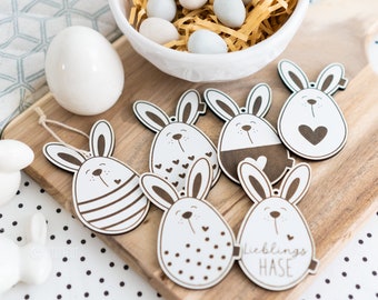 Etiquetas de conejito de huevos cortados con láser SVG, DXF, PNG