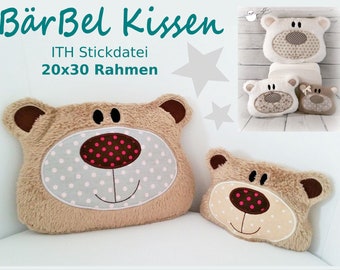 ITH Stickdatei BärBel-Kissen 20x30 Rahmen