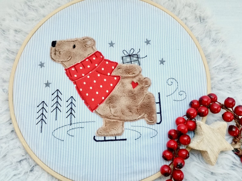 Embroidery file Skating Bear 18x30 7x12