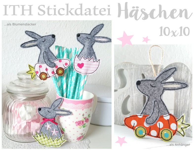 Fichier de broderie ITH lapin 10x10 image 1