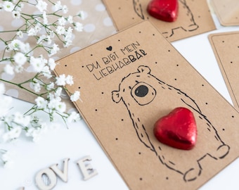 Plantilla para imprimir tarjetas corazón oso PDF A4