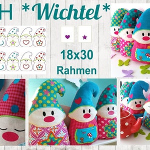 18x30 Rahmen 12 ITH Stickdateien Wichtel Bild 2