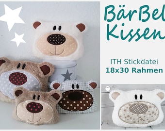 ITH Stickdatei BärBel-Kissen 18x30 Rahmen