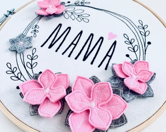 Fichier de broderie ITH couronne de fleurs pour maman 16x26