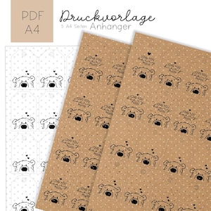 Druckvorlage Anhänger Bär PDF A4