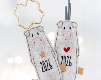 Archivo de bordado Piglet Sparkle, Cerdito de Nochevieja, Día de Año Nuevo, ITH 10x10 (4"x4")