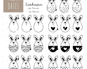 Archivo de trazador Conejito de Pascua SVG, PNG, DXF