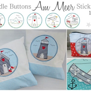 Doodle Buttons Am Meer 13x18 Stickdatei Bild 1