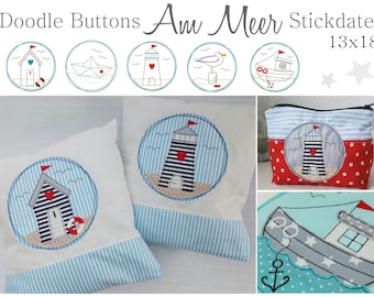 Doodle Buttons *By the Sea* 13x18 embroidery file