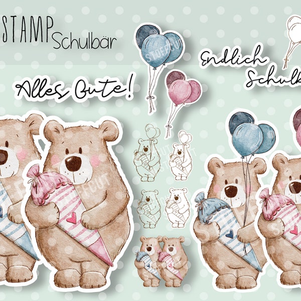 DigiStamp/Clipart Conos Escolares Oso PNG 300dpi