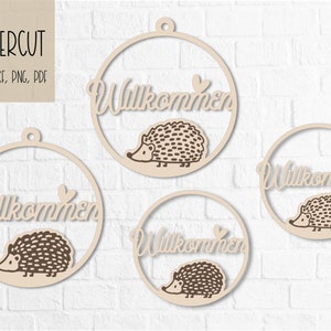 Arquivo cortado a laser anéis decorativos ouriço de outono SVG, DXF, PNG