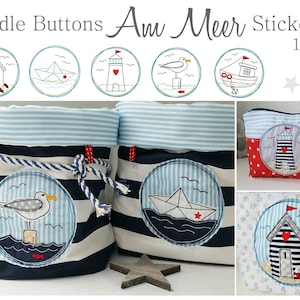 Doodle Buttons By the Sea 10x10 embroidery file image 1