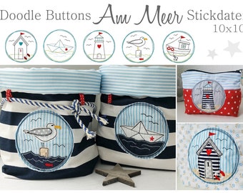 Doodle Buttons *By the Sea* Fichier de broderie 10x10