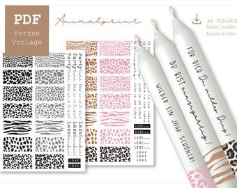 PDF template for self-printing A4 Digital/Download DIY animal print motif