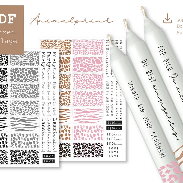 PDF Vorlage zum Selberausdrucken A4 Digital/Download DIY Animalprintmotiv