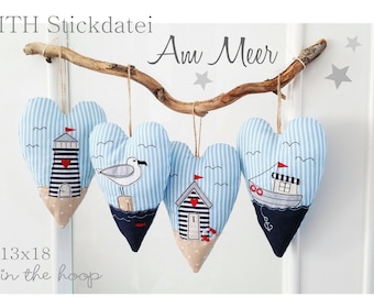 ITH archivo de bordado corazones *Junto al mar* 13x18