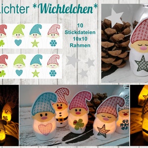 10 Stickdateien Wichtellichter 10x10 Rahmen Bild 1