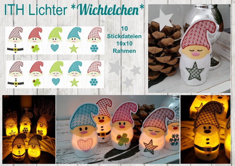 10 Stickdateien Wichtellichter 10x10 Rahmen Bild 1