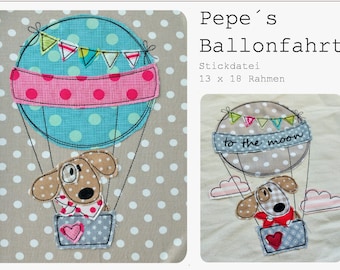 Pepe's Balloon Ride 13x18 frame