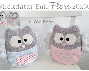 Fichier de broderie ITH hibou FLORA cadre 20x30