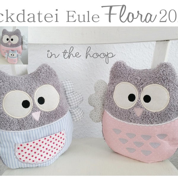 Fichier de broderie ITH hibou FLORA cadre 20x30