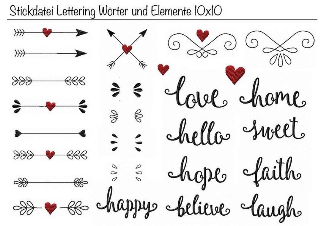 File Lettering Embroidery File *lettering Elements* 10x10 - Etsy