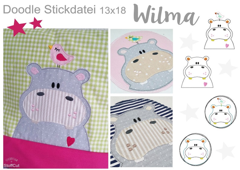 Doodle WILMA 13x18 frame borduurbestand afbeelding 1