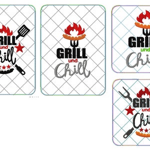 Embroidery file ITH MugRug Grill and Chill 13x18 image 4