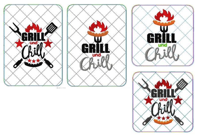 Embroidery file ITH MugRug Grill and Chill 13x18 image 4