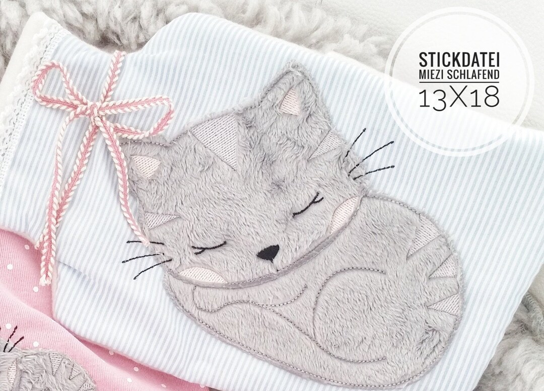2x Embroidery File Miezi Sleeping 13x18 - Etsy