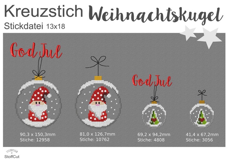 Stickdatei Weihnachtskugeln 13x18 Bild 4