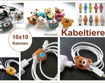 10 Stickdateien Kabeltiere * 10x10 Rahmen