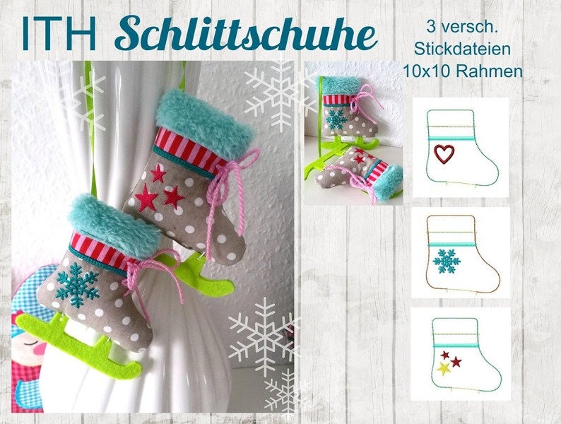 ITH Stickdatei Schlittschuh 10x10 Bild 1