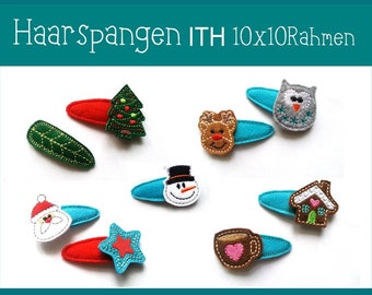 Clips para el cabello con archivo de bordado, marco 10x10