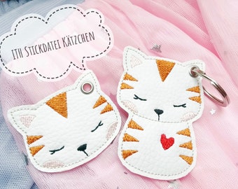 ITH embroidery file cat keychain 10x10 (4x4")
