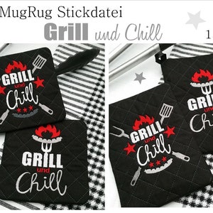 Embroidery file ITH MugRug Grill and Chill 13x18 image 1
