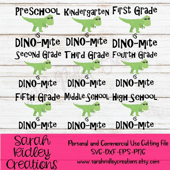 Clip Art Dfx Eps Svg Bundle Back 2 School Grade Level Dinosaur Bundle Digital Download Png Art Collectibles