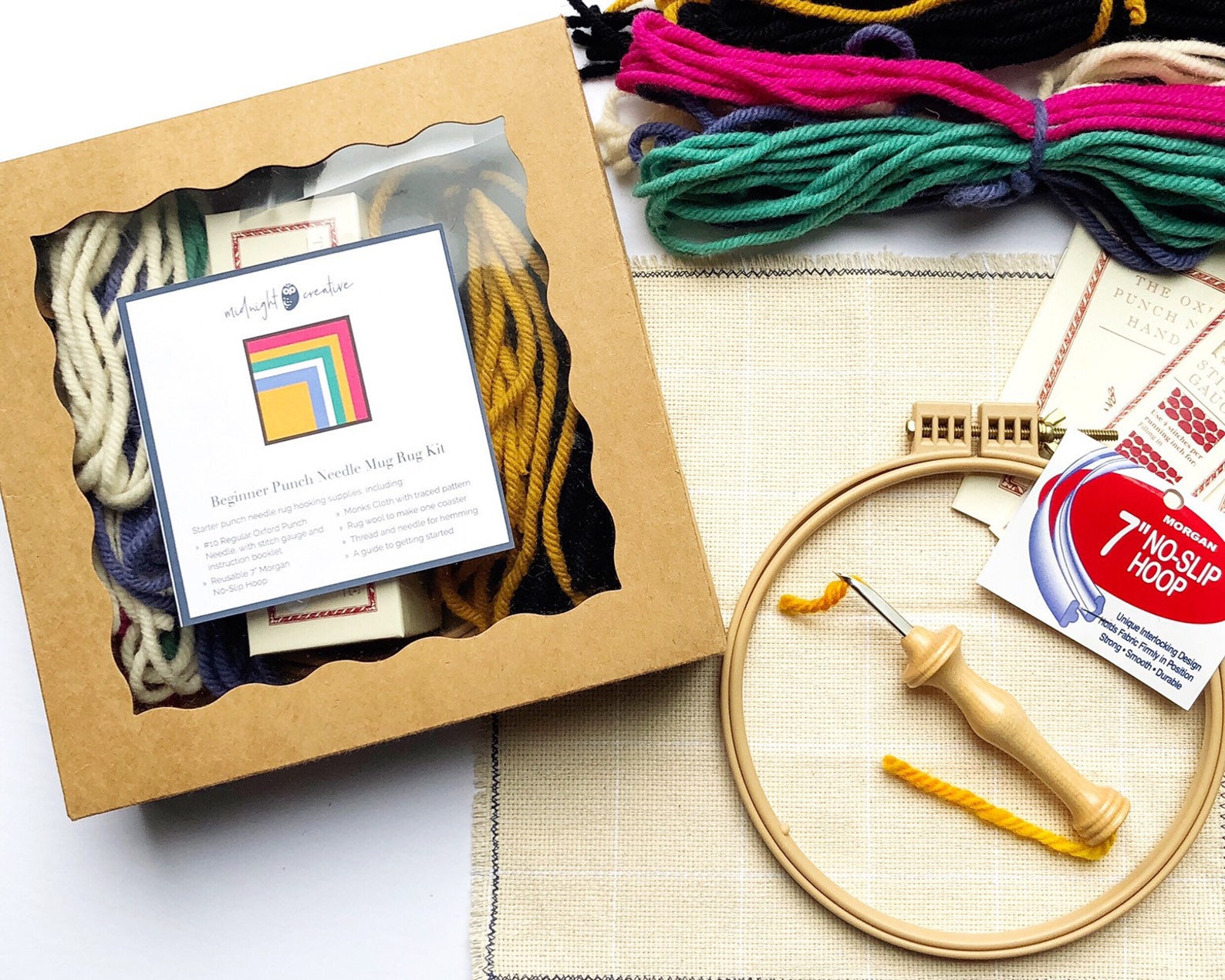 Starter Oxford punch needle kit beginner hooked rug coaster Etsy