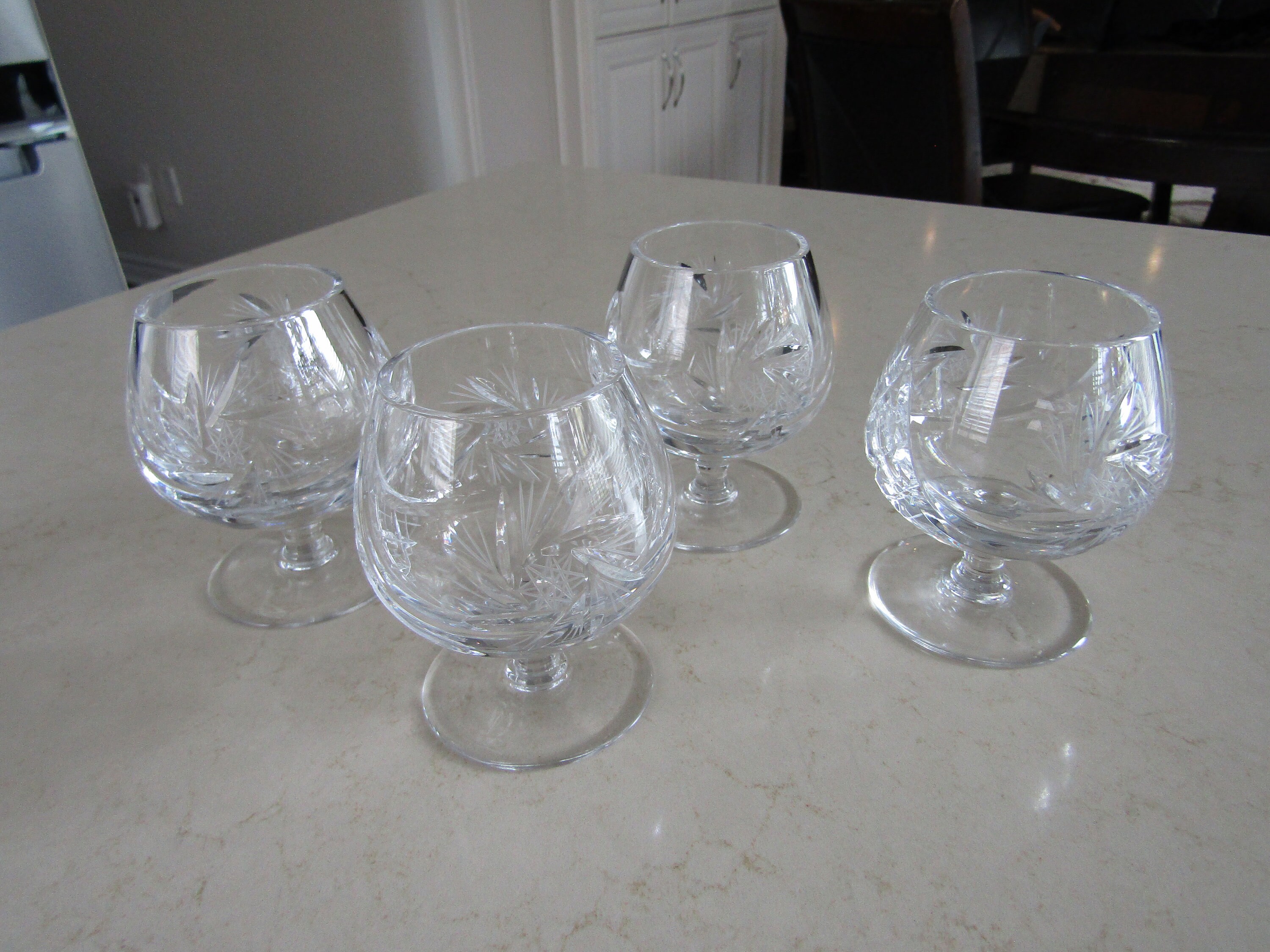 4 Pinwheel Crystal Brandy Cognac Glasses Etsy
