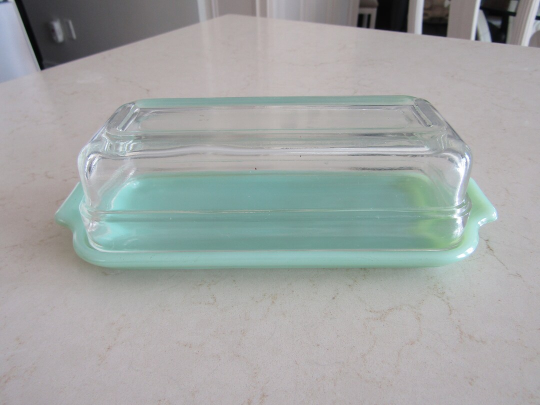 Vintage Jadeite Fire King Butter Dish Etsy