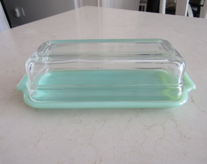 Vintage Jadeite Fire King Butter Dish Etsy