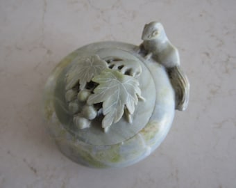 Vintage Hand Carved Stone Trinket Box