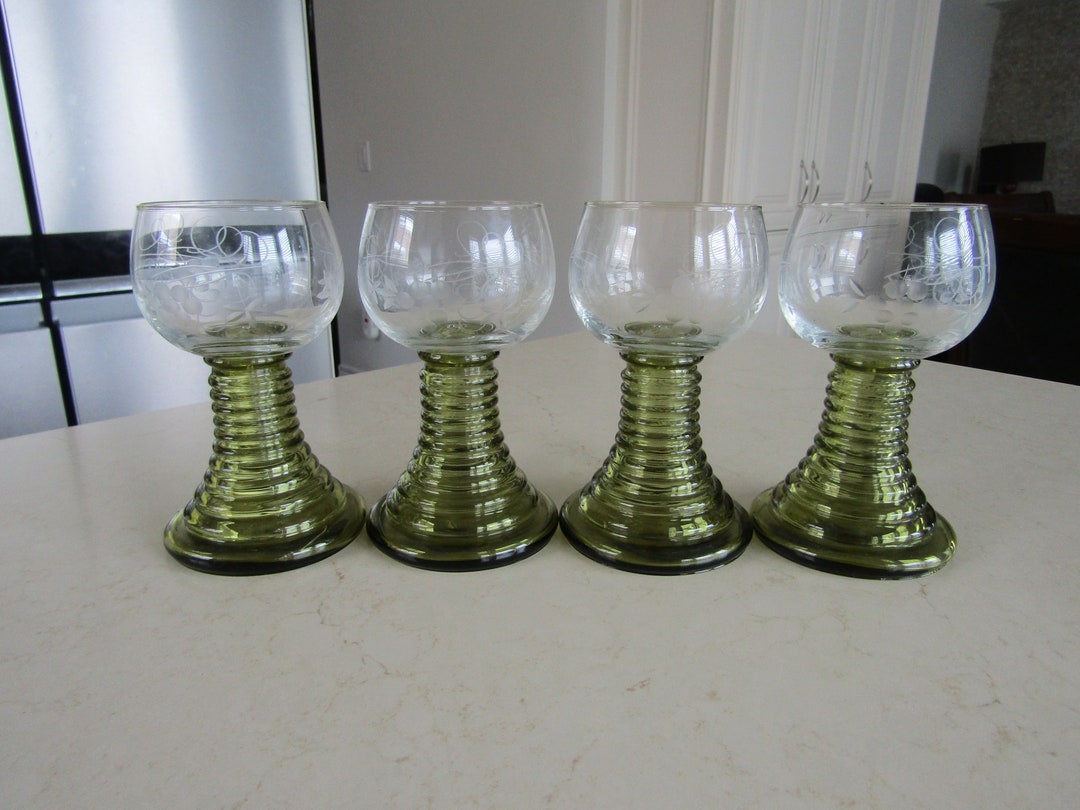 4 Vintage Wine Glasses Etsy