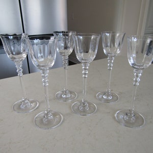 6 Vintage Crystal Cordial Glasses