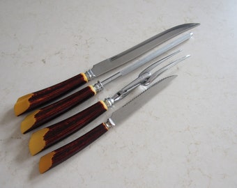 Vintage Stainless Carving Set Bakelite Handles