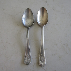 2 Vintage Antique Hotel Demitasse Teaspoons
