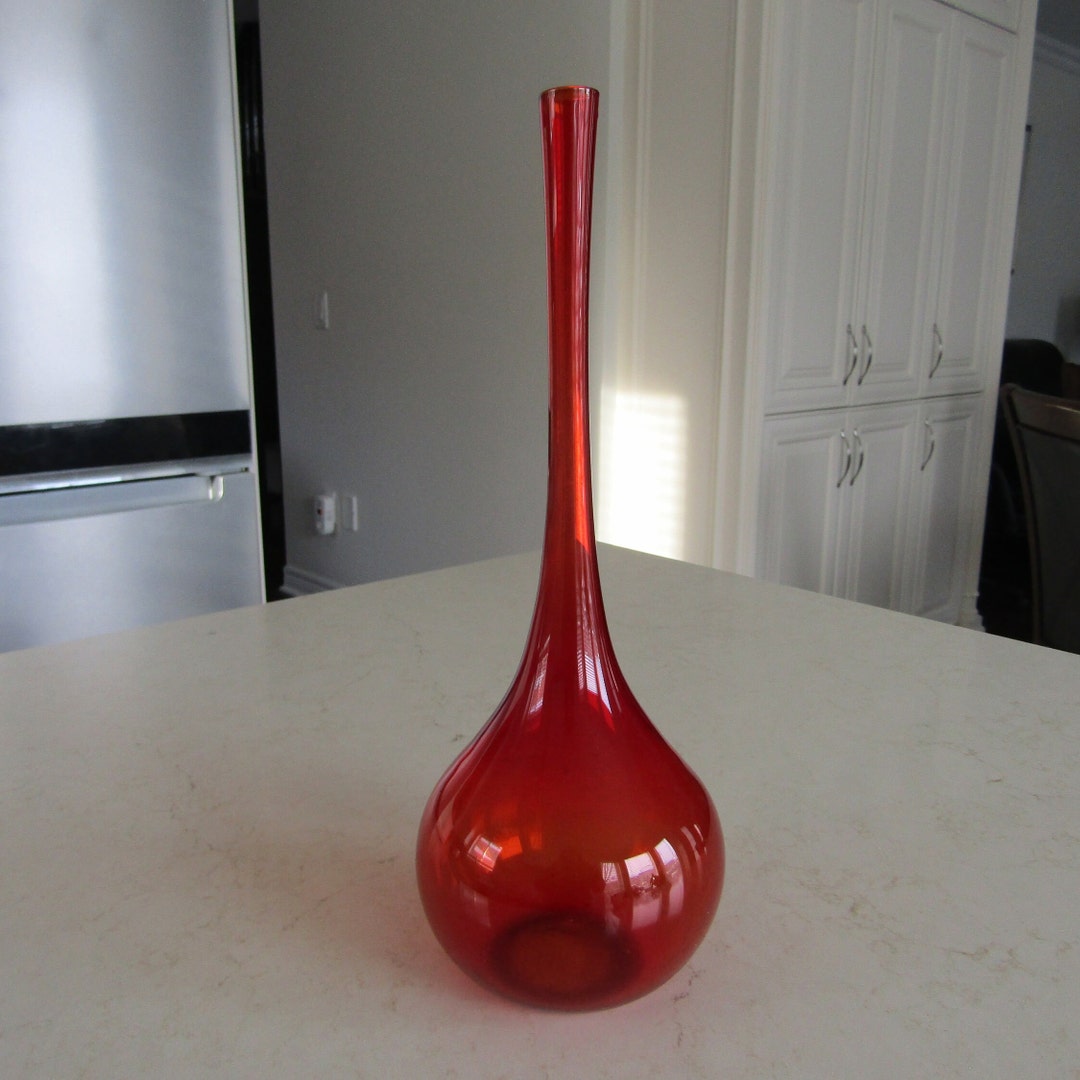 Vintage Hand Blown Glass Bud Vase Etsy